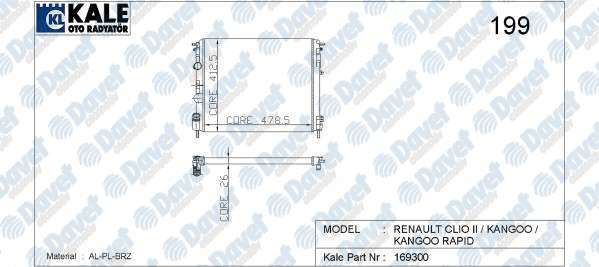KALE 0528321AB Radyator (169300) 1 Sira Alb Sistem Clio Ii Kangoo Logan 1.5dci/Tdi